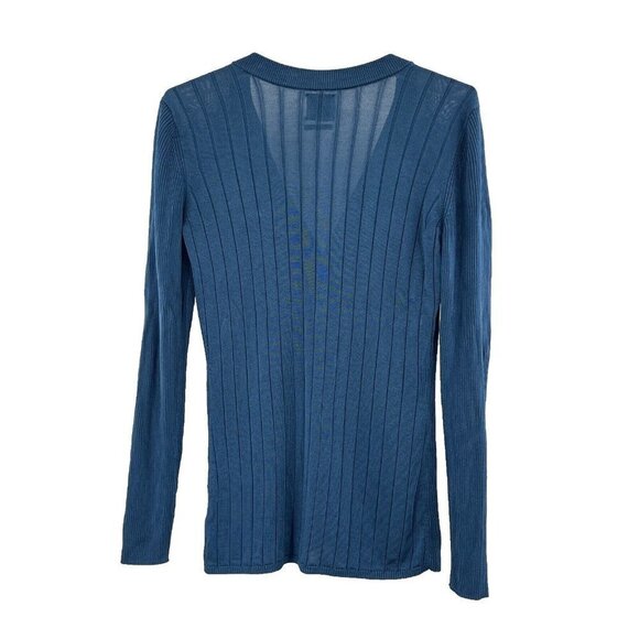 St. John Knit Women's Cardigan Blue Large V‎ Neck Long Sleeve - Picture 2 of 7